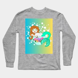 Teacup Mermaid (blue/yellow) Long Sleeve T-Shirt